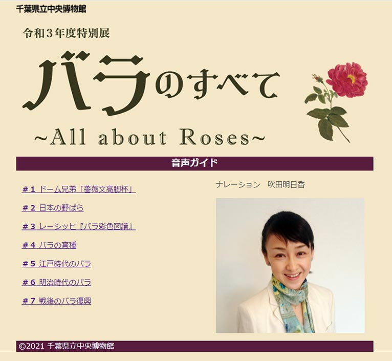 千葉県立中央博物館特別展
『バラのすべて』～All about Roses～音声ガイド＆オンライン配信した特別展関連イベント動画の一部を公開しました！