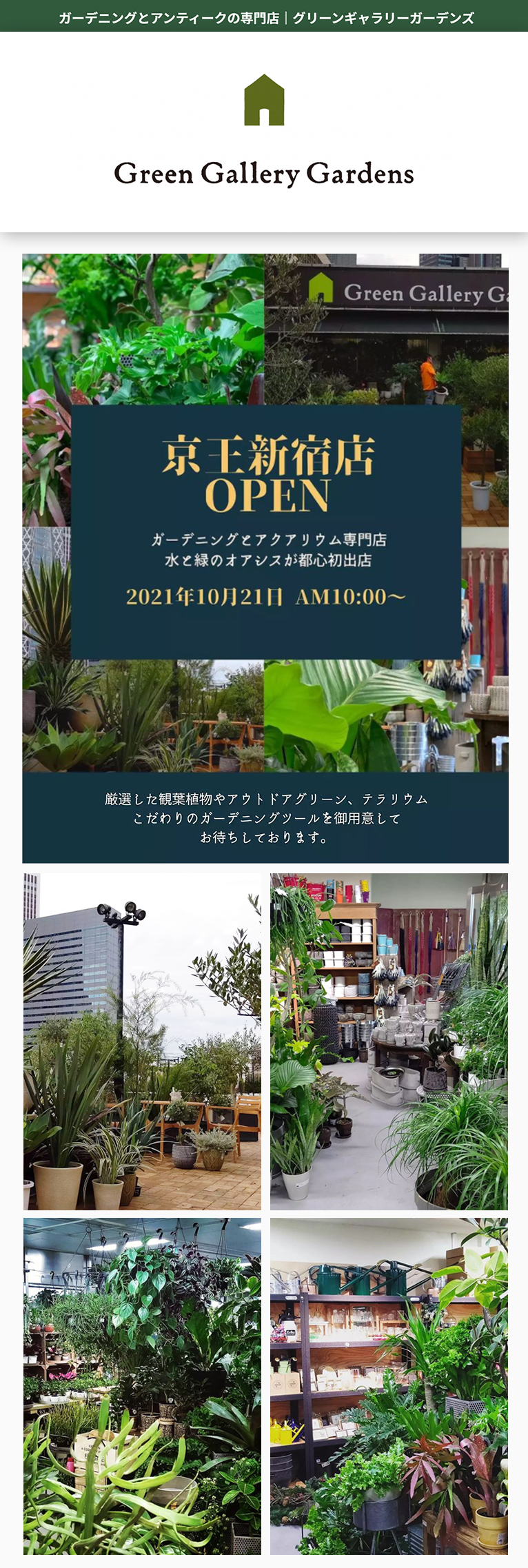 【2021年10月21～31日オープニング特典有】京王百貨店新宿屋上にグリーンギャラリーガーデンズがオープン！