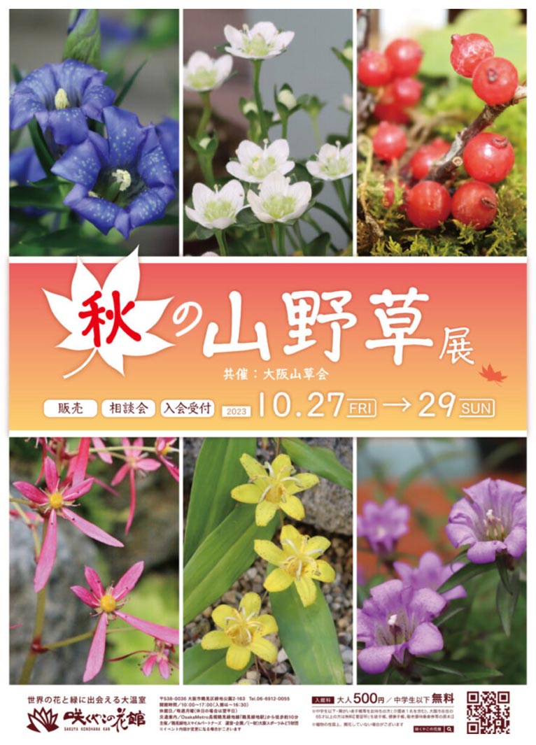 咲くやこの花館のイベント2023年10月27～29日『秋の山野草展』