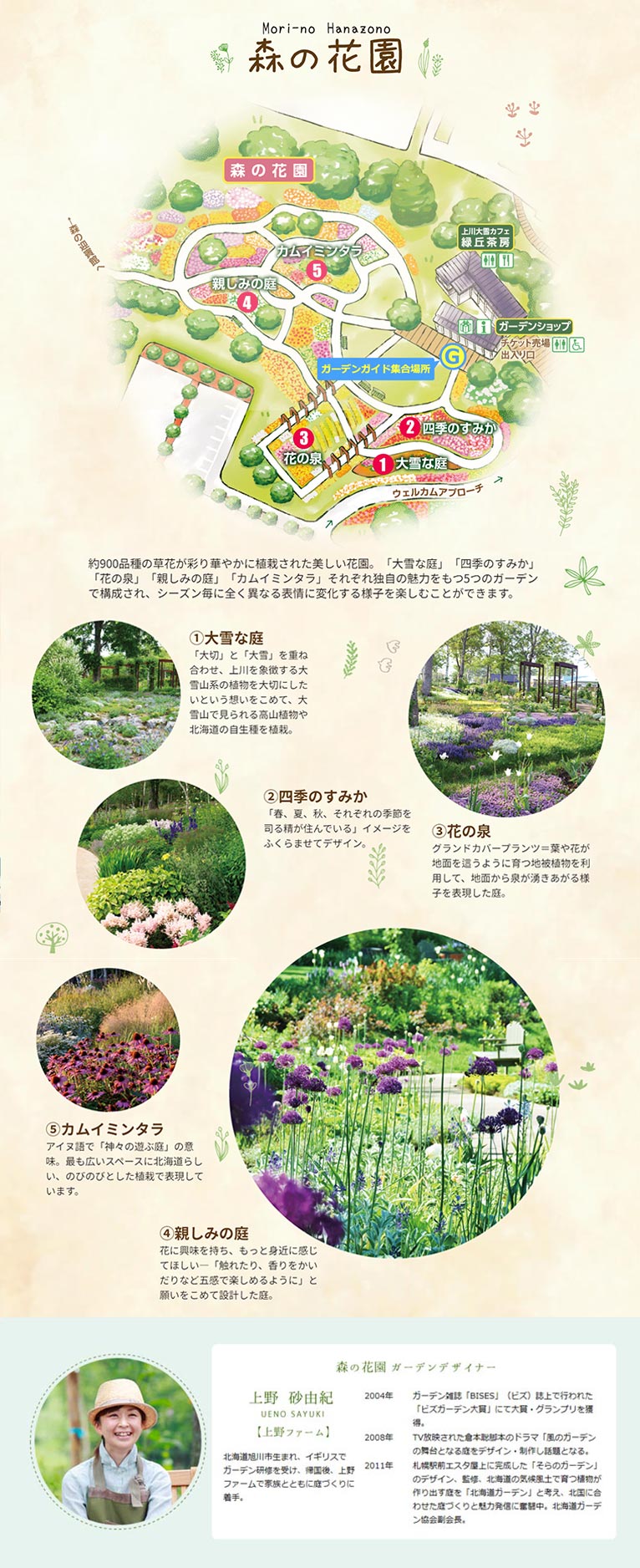 大雪森のガーデン紹介ページ　森の花園ガーデンデザイナー上野砂由紀氏