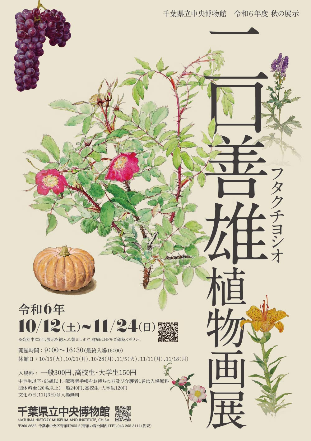 2024年10月12日～11月24日『二口善雄植物画展』千葉県立中央博物館