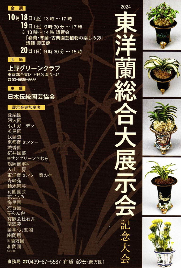 2024年10月18～20日　『2024 東洋蘭総合大展示会 記念大会』　上野グリーンクラブ