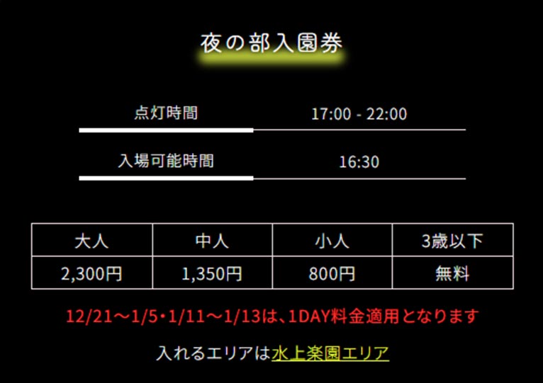 2024年10月25日～2025年5月25日 日本最高レベルの輝きを沖縄で『南国イルミネーション2024-2025』美らヤシパークオキナワ・東南植物楽園　夜の部入園料金