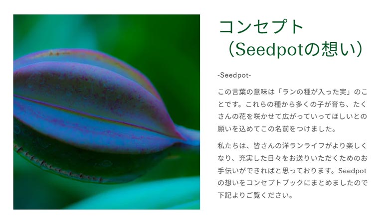 Seedpot 株式会社小島舎 紹介ページ　コンセプト