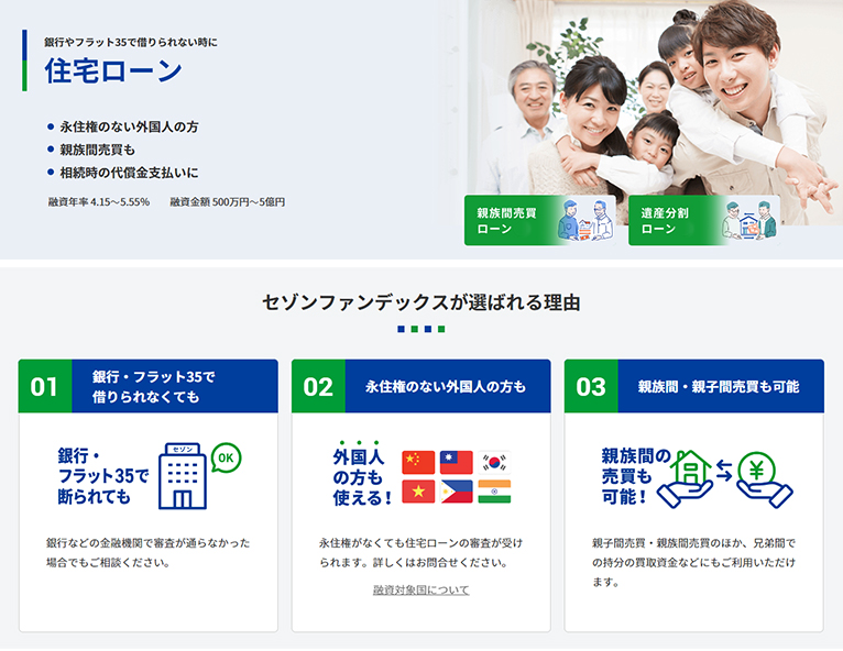 株式会社セゾンファンデックス　紹介ページ 個人の方　住宅ローン
