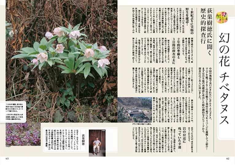 NHK趣味の園芸2026.2月号『幻の花 チベタヌス 荻巣 樹徳氏に聞く歴史的探査行』JGN創立メンバー ナチュラリスト 荻巣 樹徳氏