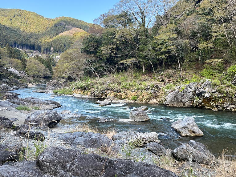 2026年5月30日 JGNイベント『庭散歩・2026初夏』玉堂美術館・水と緑に触れる遊歩道散策 講師：JGN理事・石組師 髙﨑 康隆氏 御岳渓谷遊歩道から見る多摩川の流れ