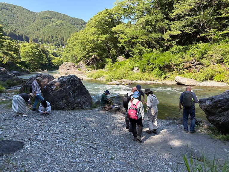 2026年5月30日 JGNイベント『庭散歩・2026初夏』を終えて 講師：JGN理事・石組師 髙﨑 康隆氏 遊歩道散策では川べりでの探石も体験