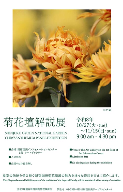 2026年10月27日(火)～11月15日(日)開催
「菊花壇解説展」