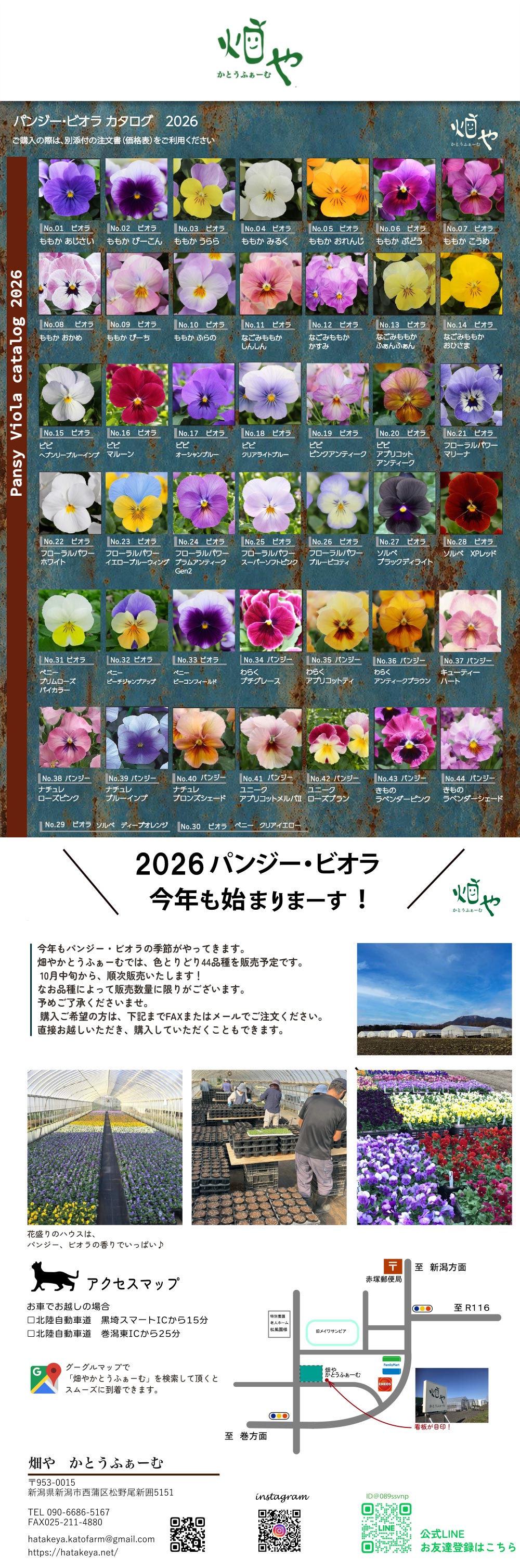 『パンジービオラカタログ2026』畑やかとうふぁーむ