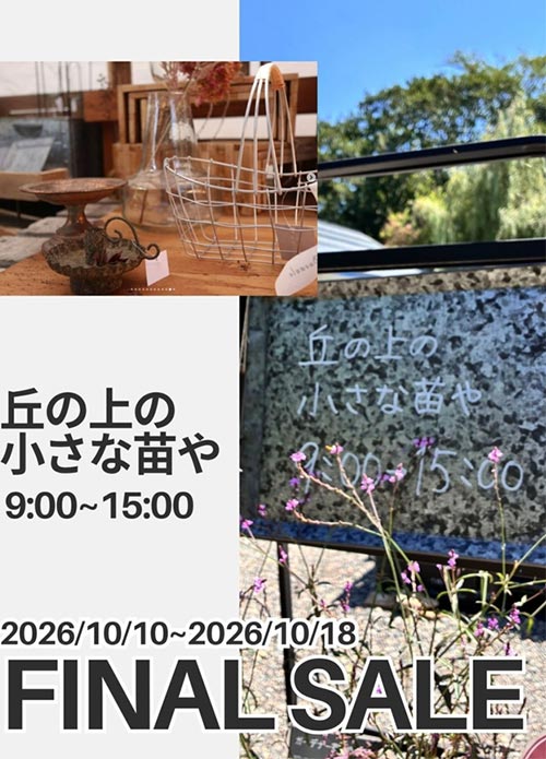 2026年10月3～31日『十勝ヒルズのハロウィンガーデン 2026』10月10日(土)〜10月18日(日) 9:00〜15:00　丘の上の小さな苗や ファイナルセール